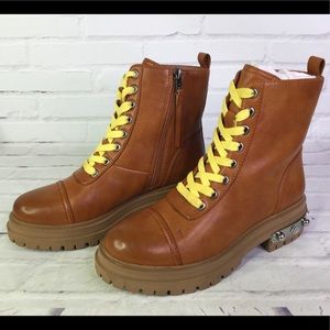 Circus Sam Edelman Size 6 Whiskey Tan Ranger Faux Leather Lace Up Combat Boots